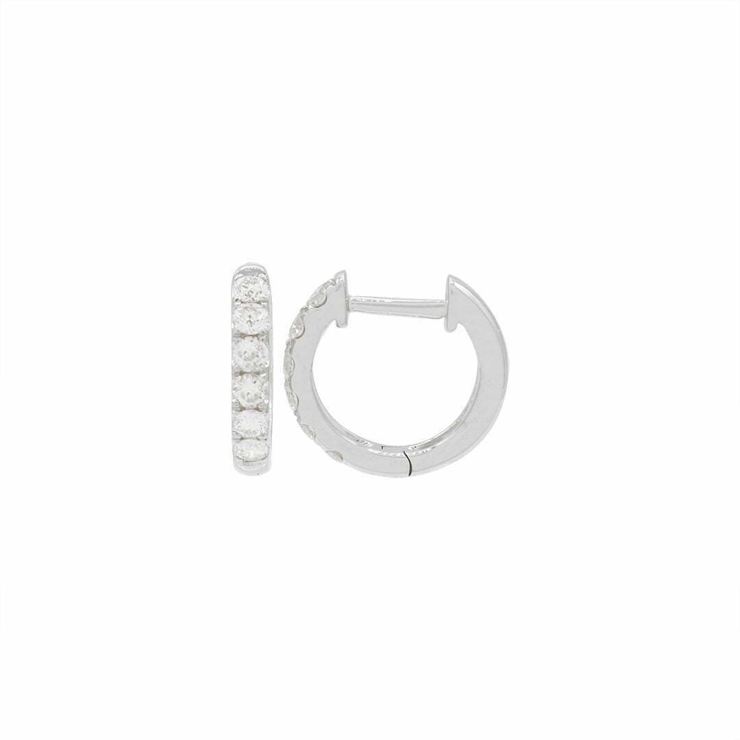 14 Karat Gold & Diamond 12mm Huggie Earrings thumbnail 3