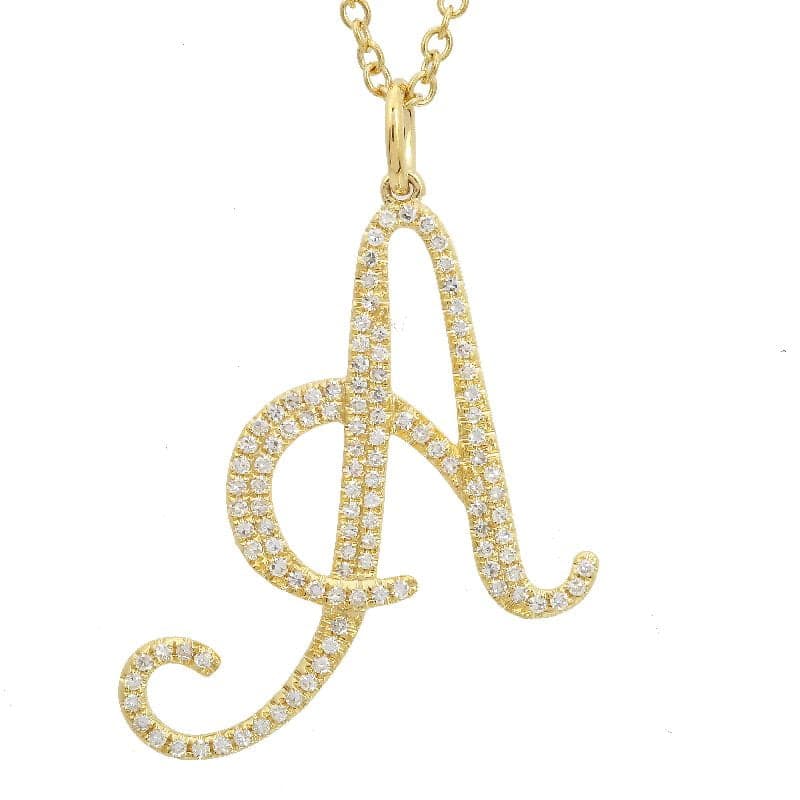 14 Karat Gold & Diamond 18″ Cursive Necklace (Large)
