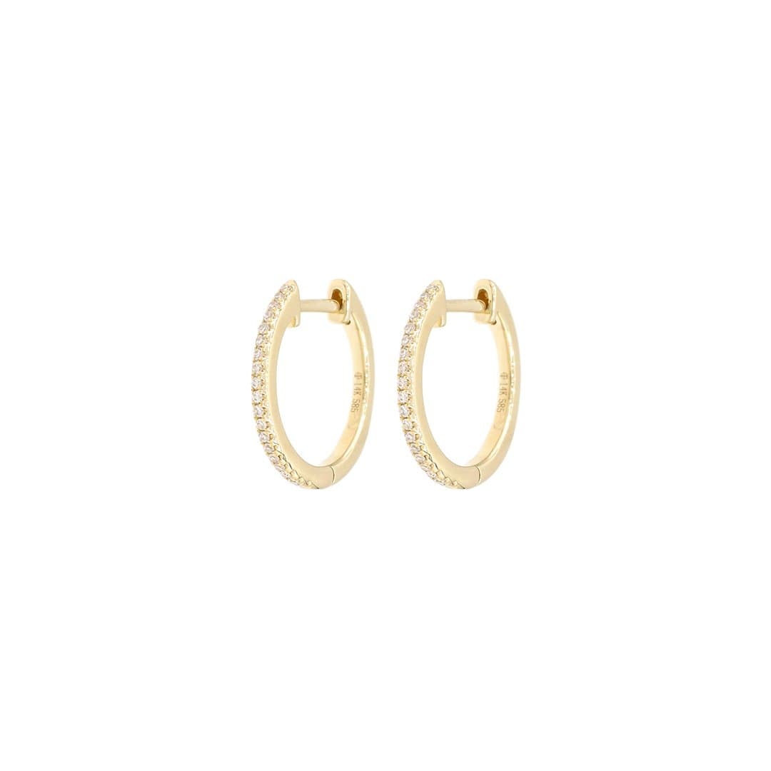 14 Karat Gold & Diamond 15mm Huggie Earrings