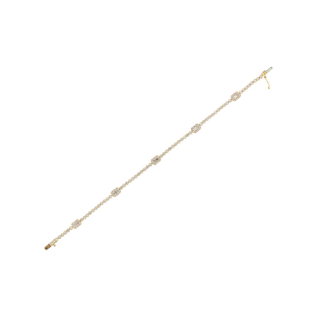 14 Karat Gold 5 Section Tennis Bracelet