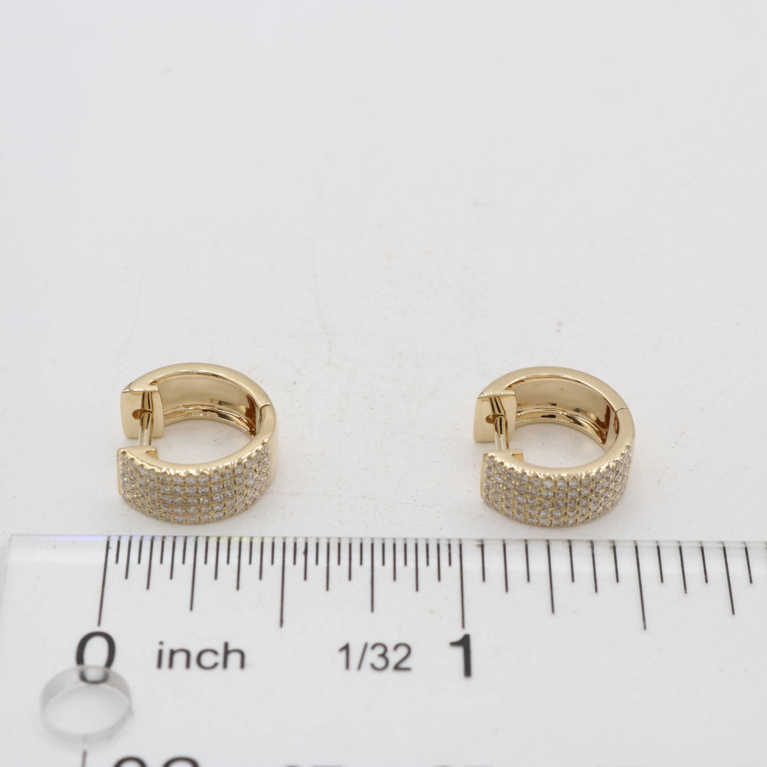 14 Karat Gold & Diamond 12mm Five Row Huggie Earrings thumbnail 4