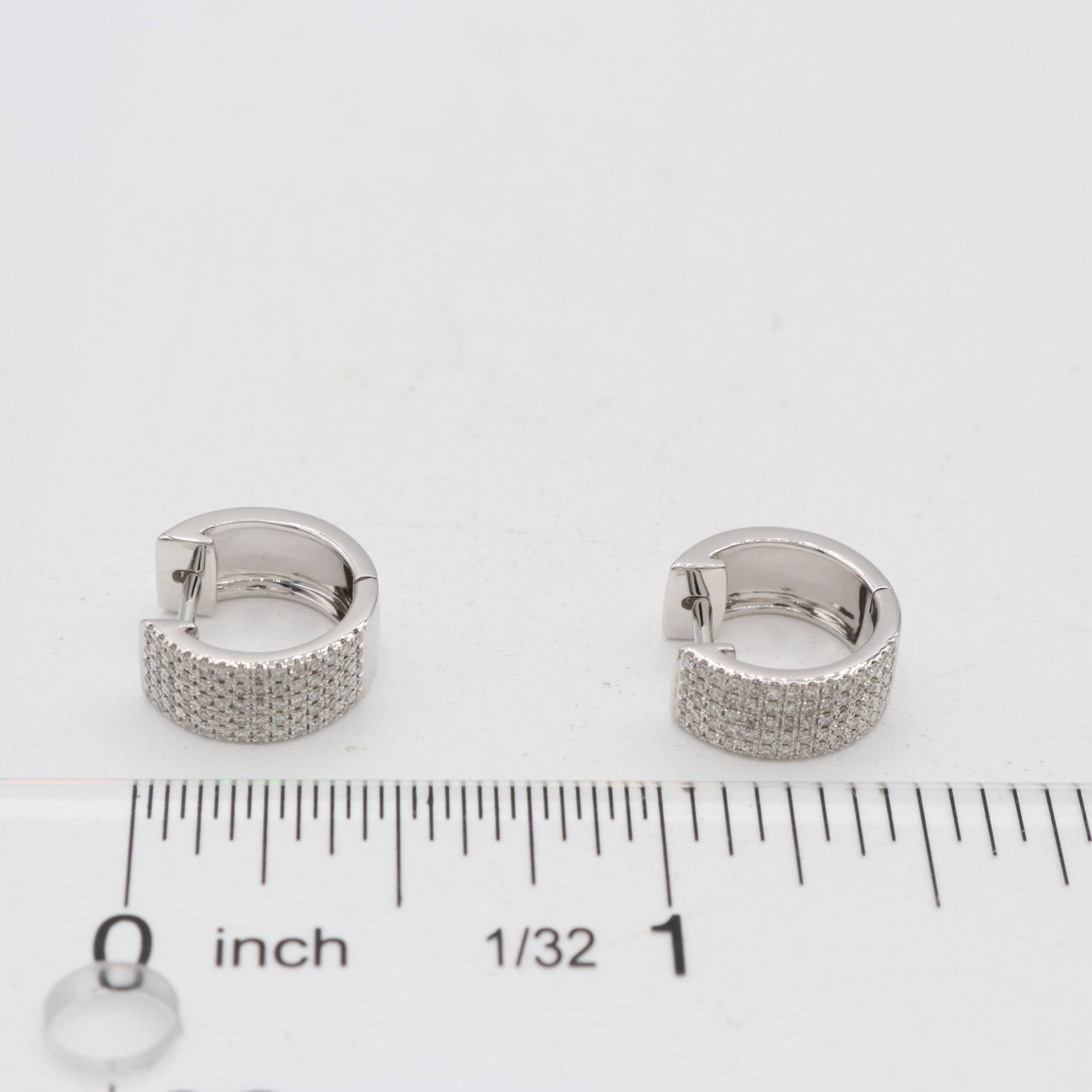 14 Karat Gold & Diamond 12mm Five Row Huggie Earrings thumbnail 2