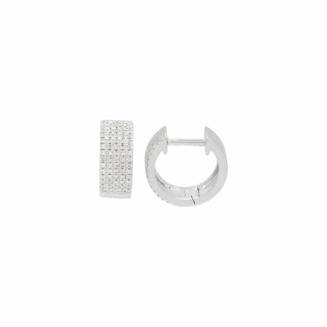 14 Karat Gold & Diamond 12mm Five Row Huggie Earrings thumbnail 3