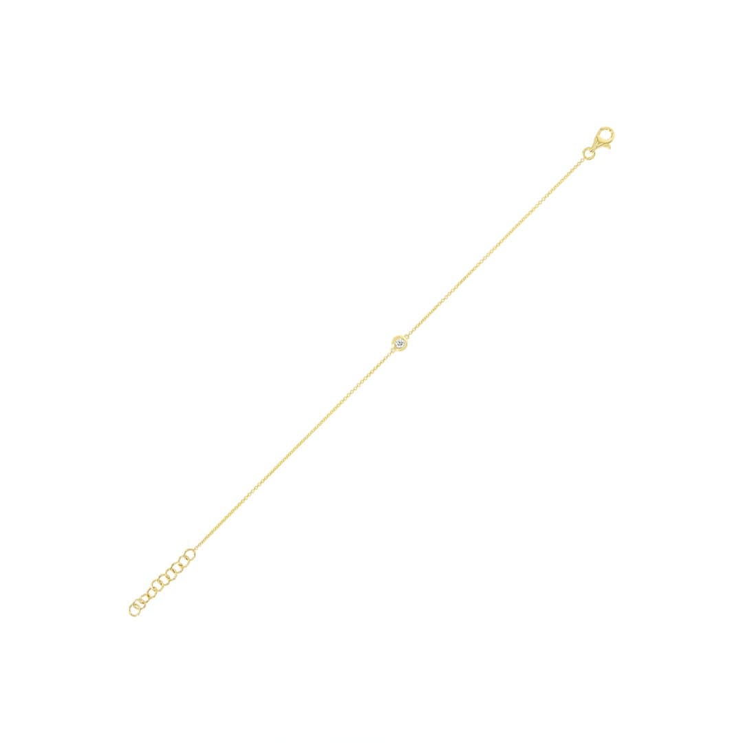 14 Karat Gold Single Stone Bezel Set 7″ Bracelet