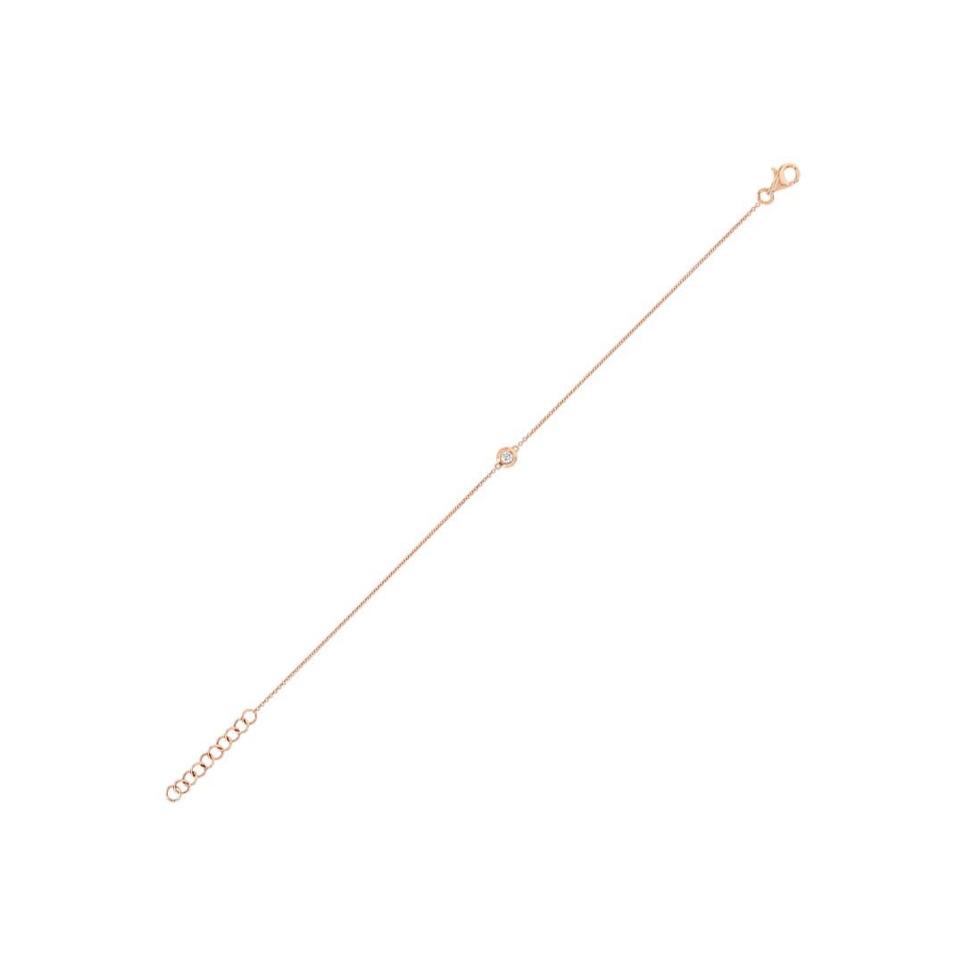 14 Karat Gold Single Stone Bezel Set 7″ Bracelet thumbnail 2