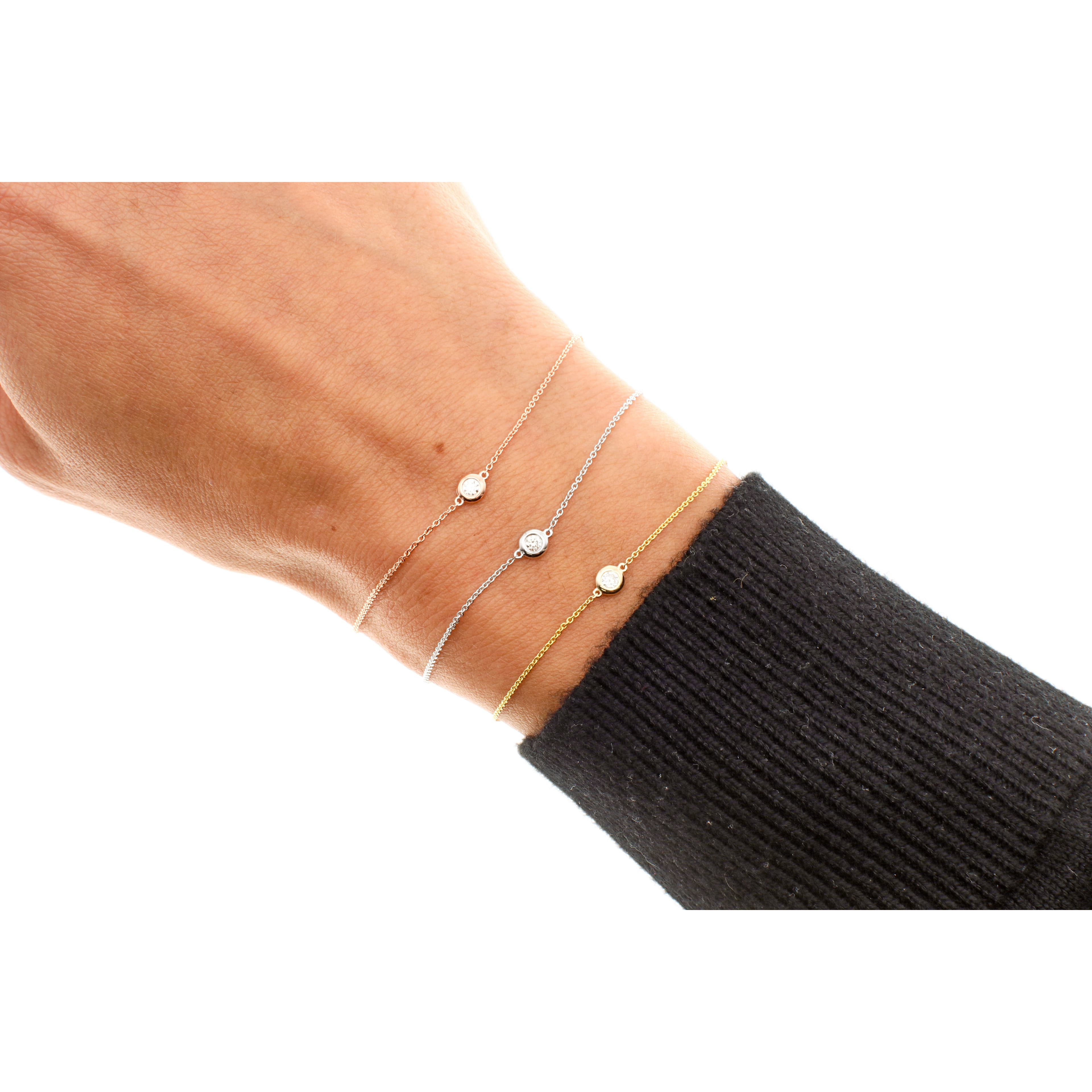 14 Karat Gold Single Stone Bezel Set 7″ Bracelet thumbnail 4