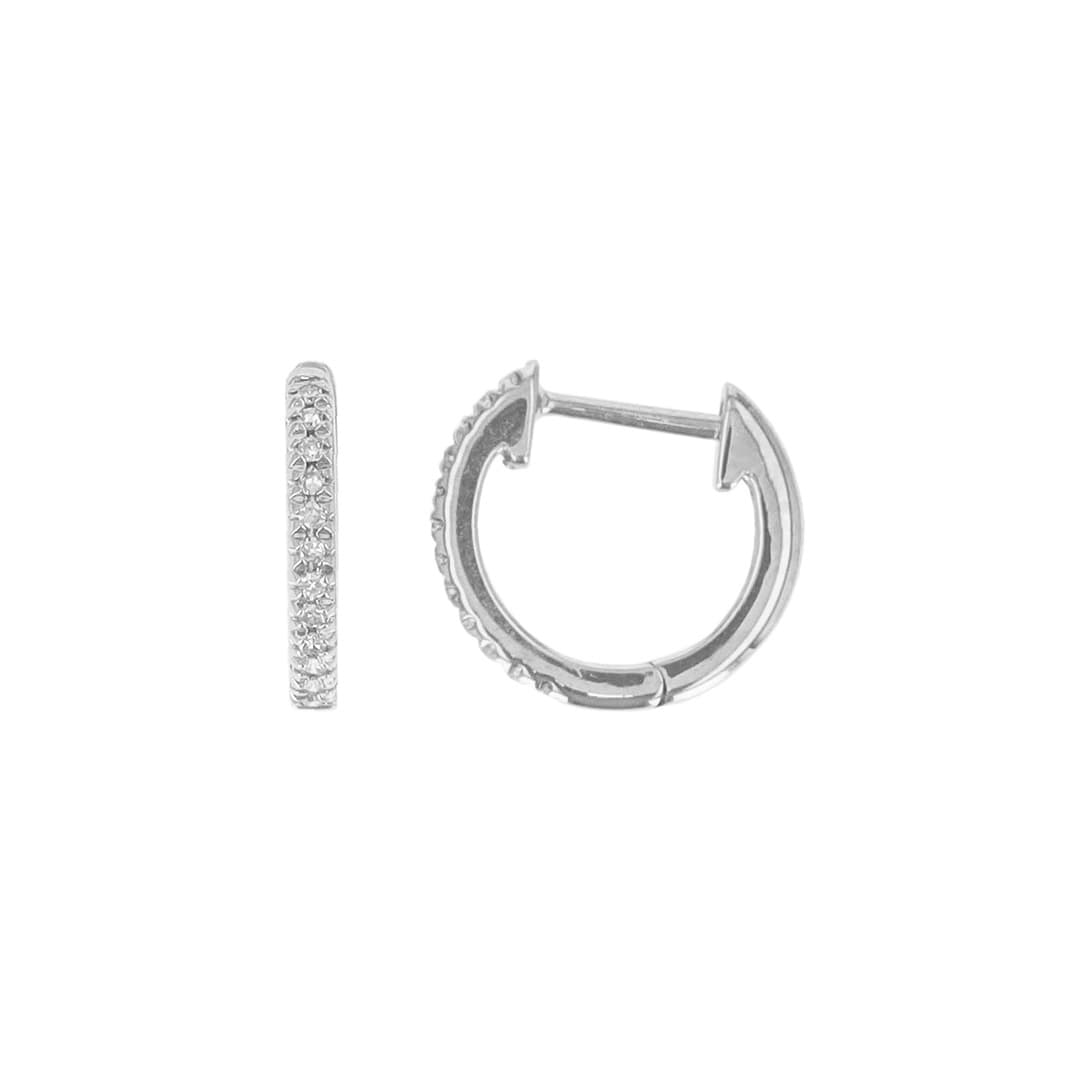 14 Karat Gold & Diamond 11.8mm Huggie Earrings