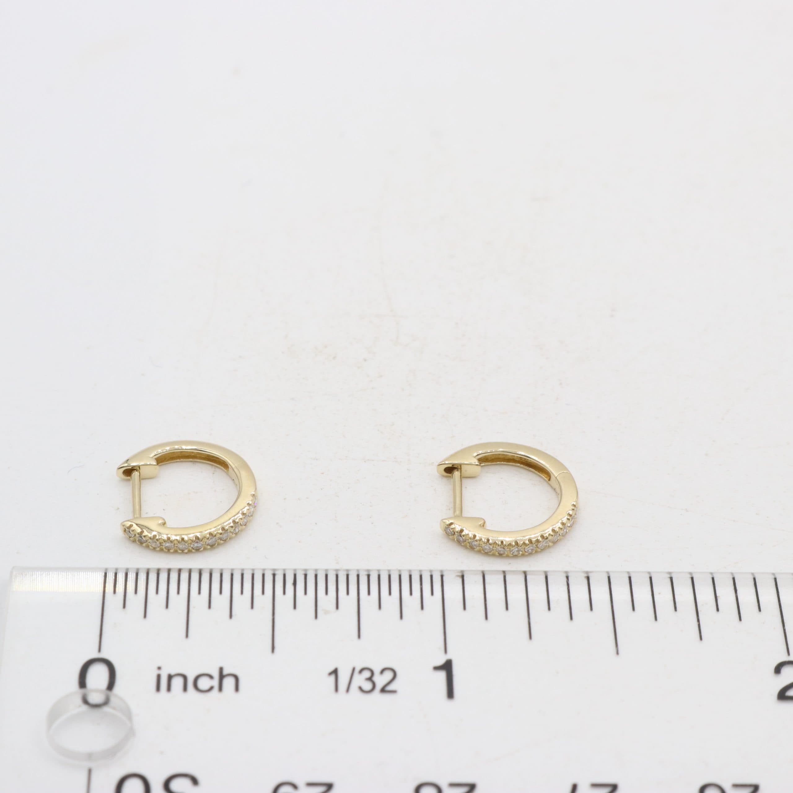 14 Karat Gold & Diamond 11.8mm Huggie Earrings thumbnail 2