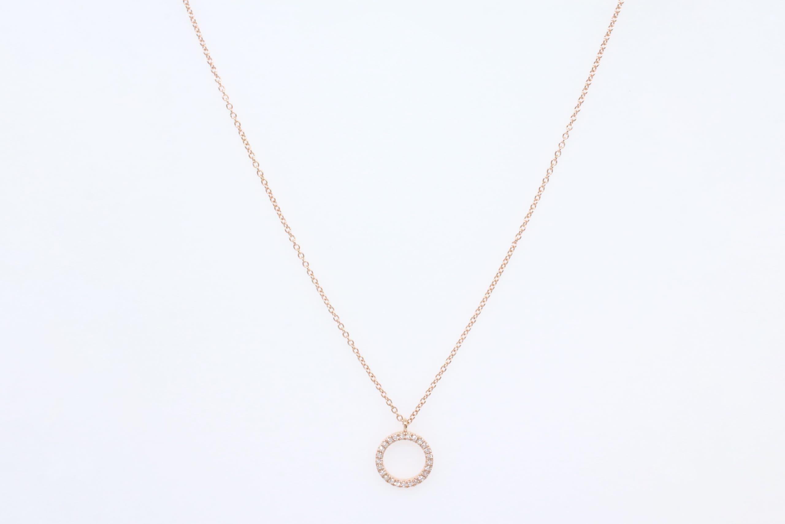 14 Karat Gold & Diamond 18″ Open Circle Necklace – 9mm thumbnail 3