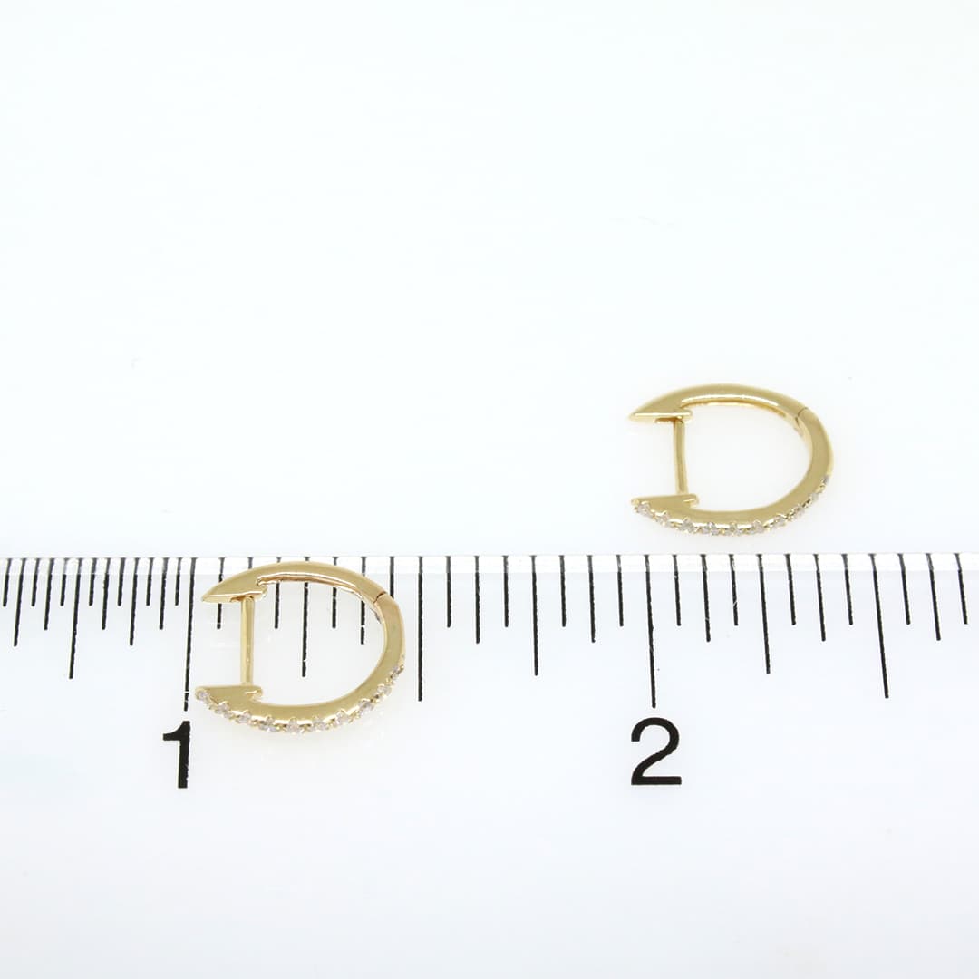 14 Karat Gold & Diamond Oval Huggie Earrings thumbnail 2