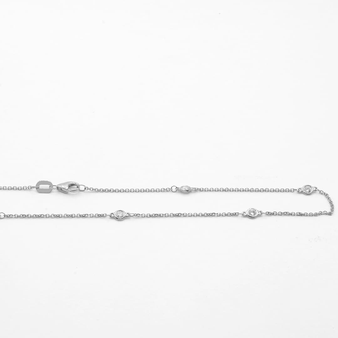 14 Karat White Gold, 36″ Diamond By The Yard Necklace Containing 24 Round Cut Bezel Set Diamonds Weighing 0.50 Carats. thumbnail 2