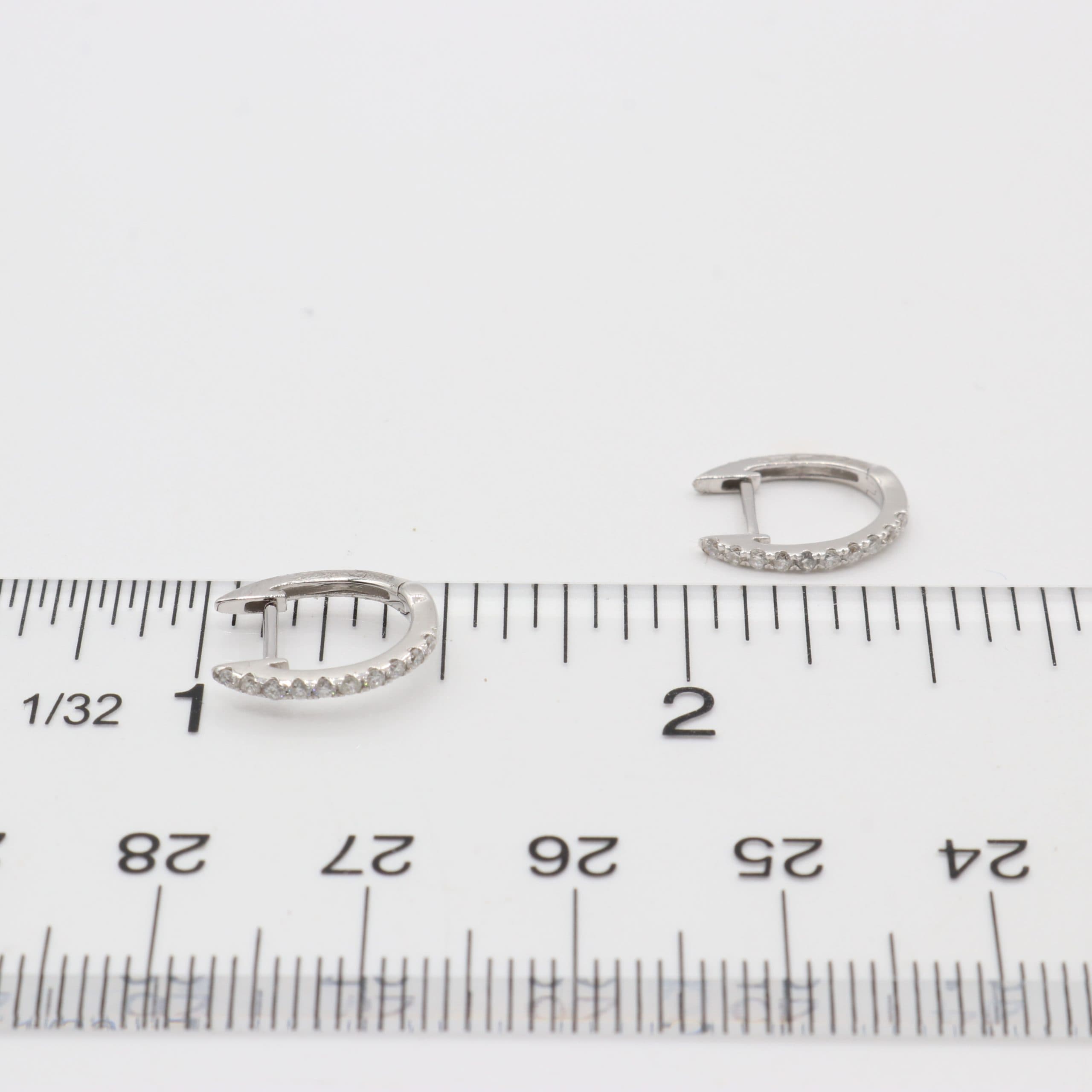 14 Karat Gold & Diamond Oval Huggie Earrings thumbnail 4