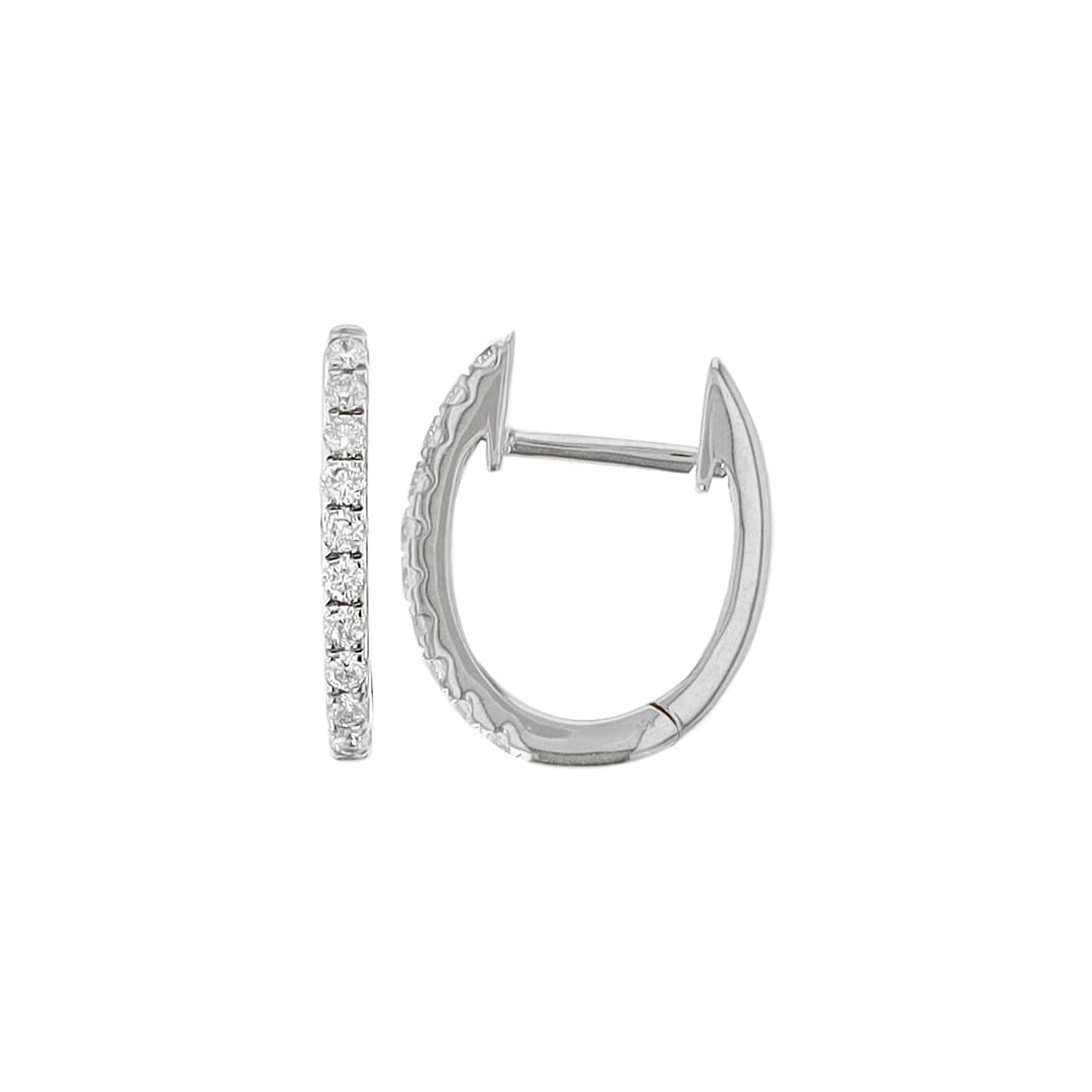 14 Karat Gold & Diamond Oval Huggie Earrings thumbnail 3