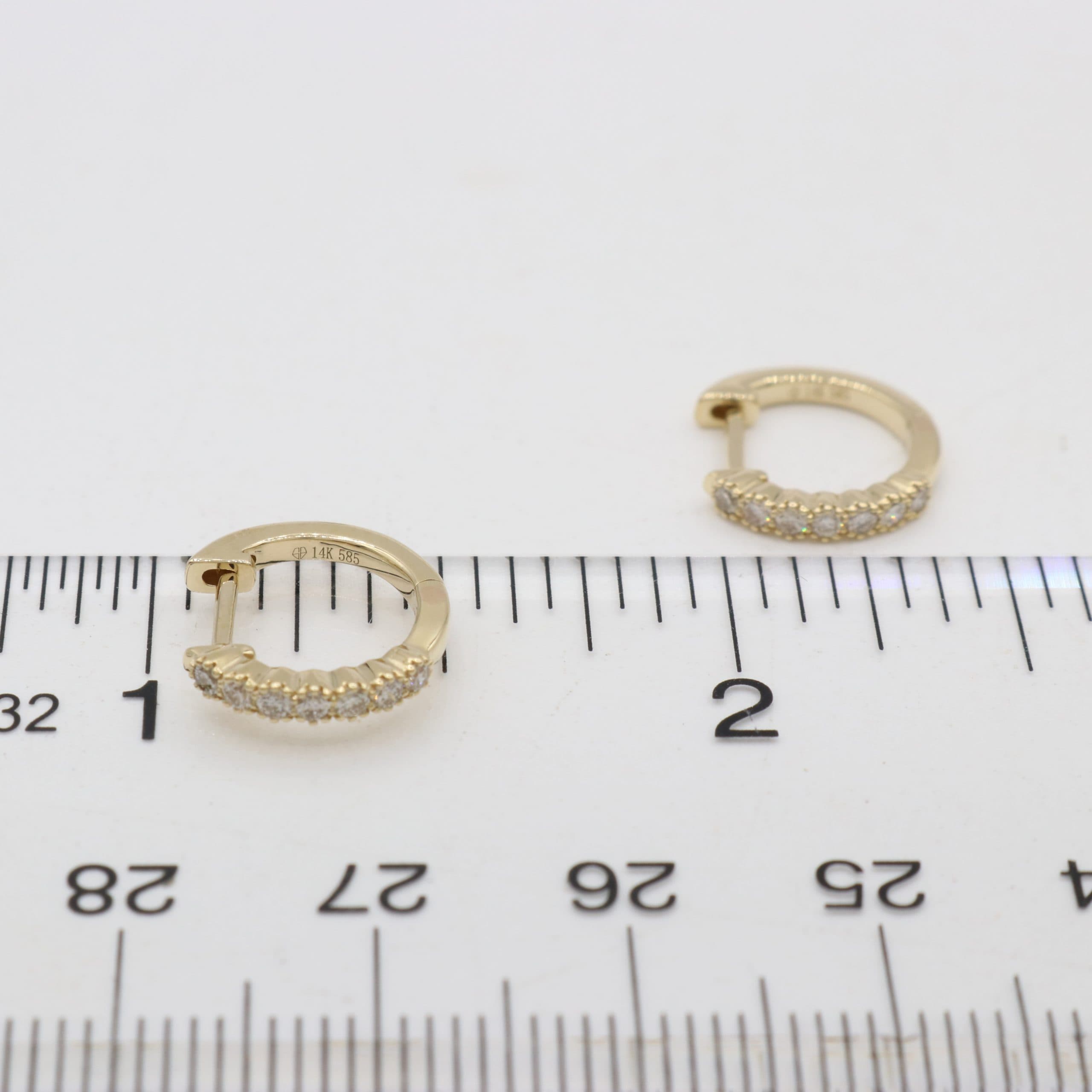 14 Karat Gold & Diamond 12mm Huggie Earrings thumbnail 2
