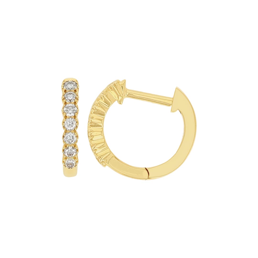 14 Karat Gold & Diamond 12mm Huggie Earrings