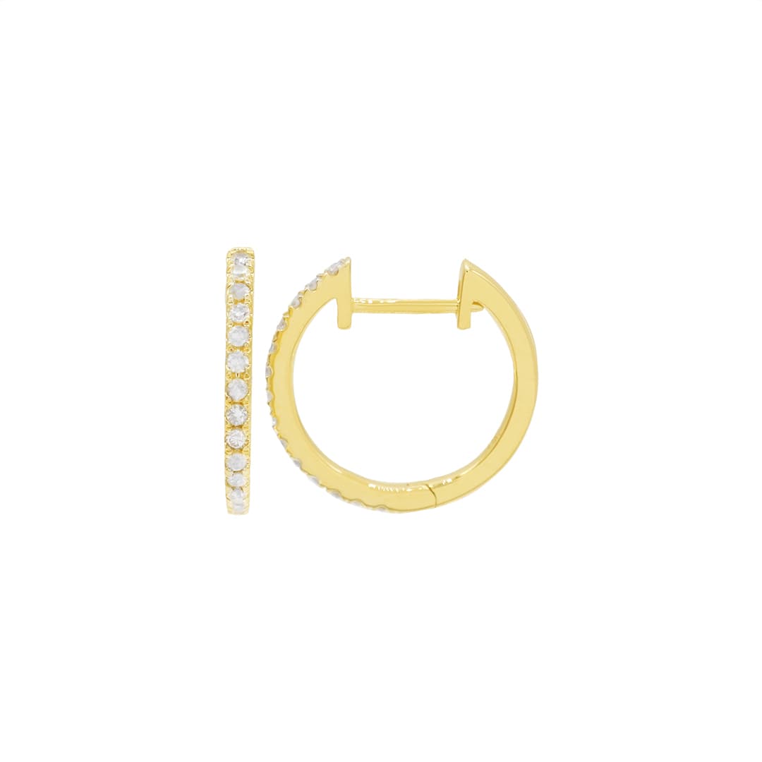 14 Karat Gold & Diamond 0.5″ Huggie Earrings