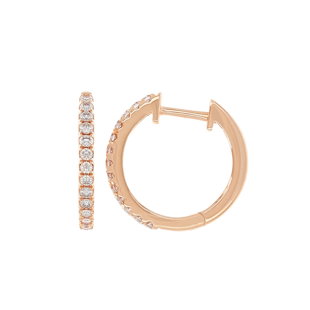 14 Karat Gold & Diamond 15mm Huggie Earrings thumbnail 4