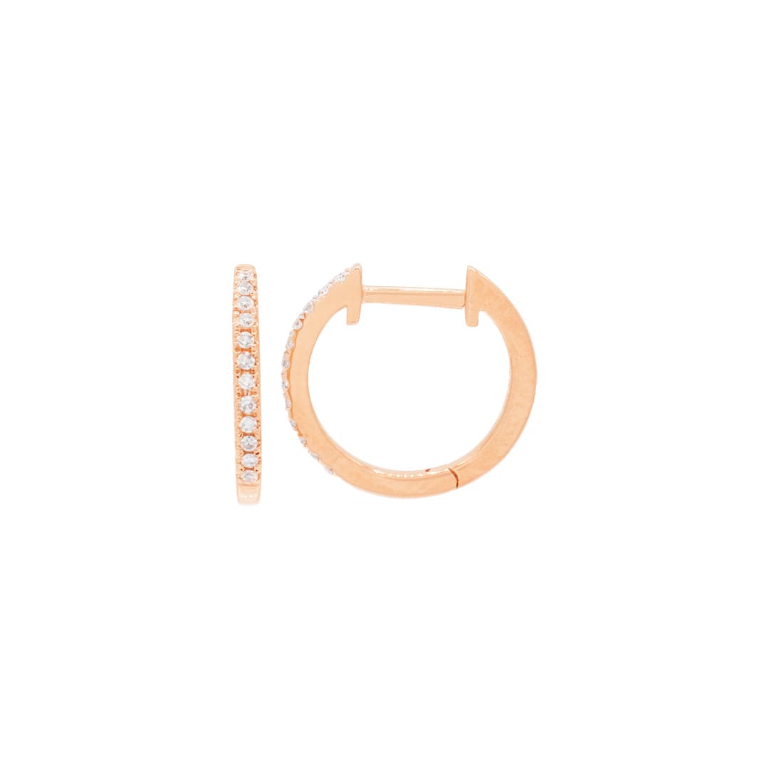 14 Karat Gold & Diamond 13mm Huggie Earrings thumbnail 2