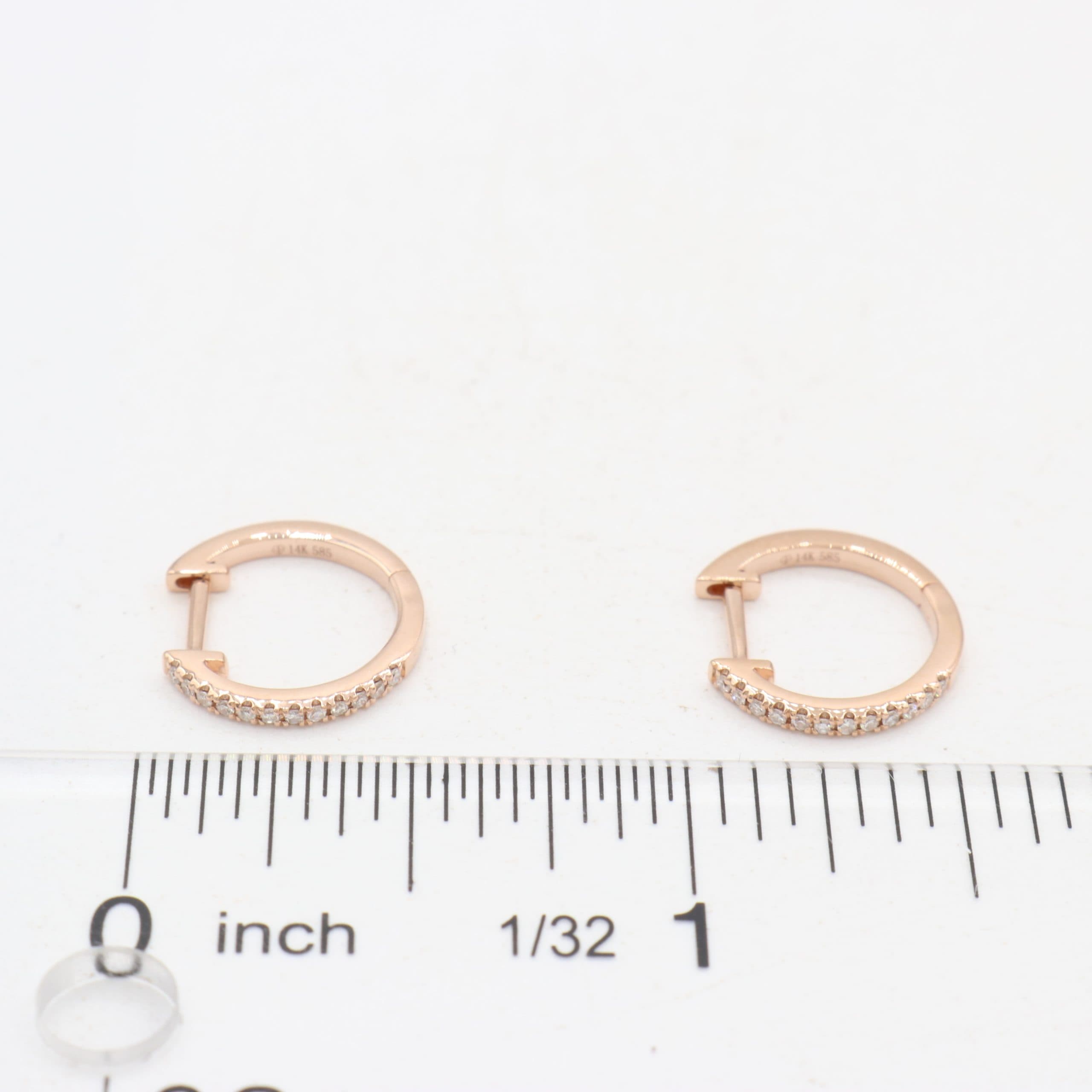14 Karat Gold & Diamond 13mm Huggie Earrings thumbnail 3