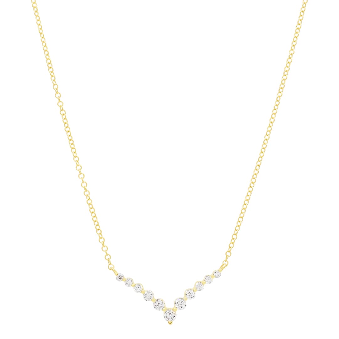 14 Karat Gold & 11 Diamond Chevron Necklace 18″ thumbnail 3