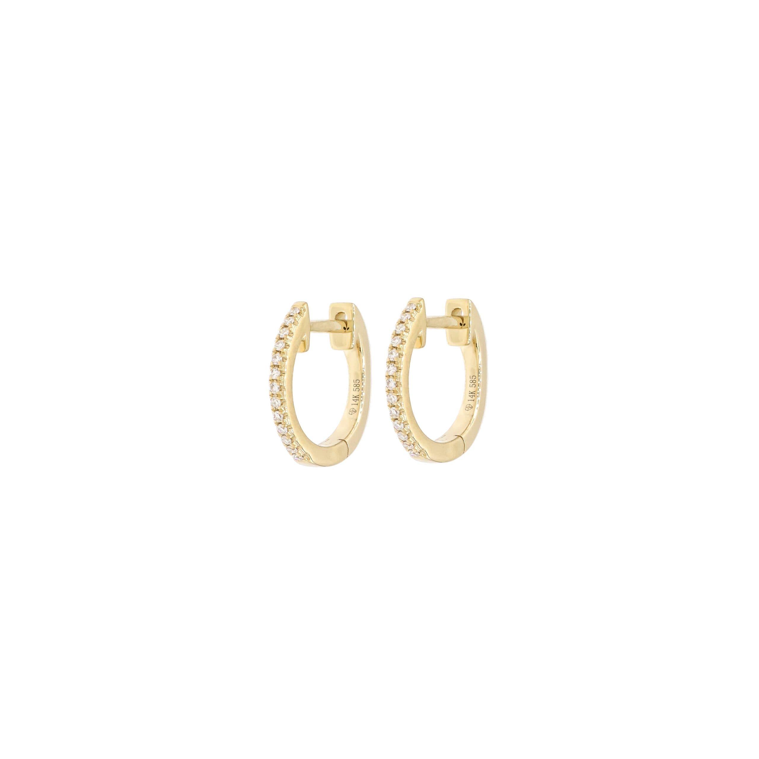 14 Karat Gold & Diamond 12mm Huggie Earrings