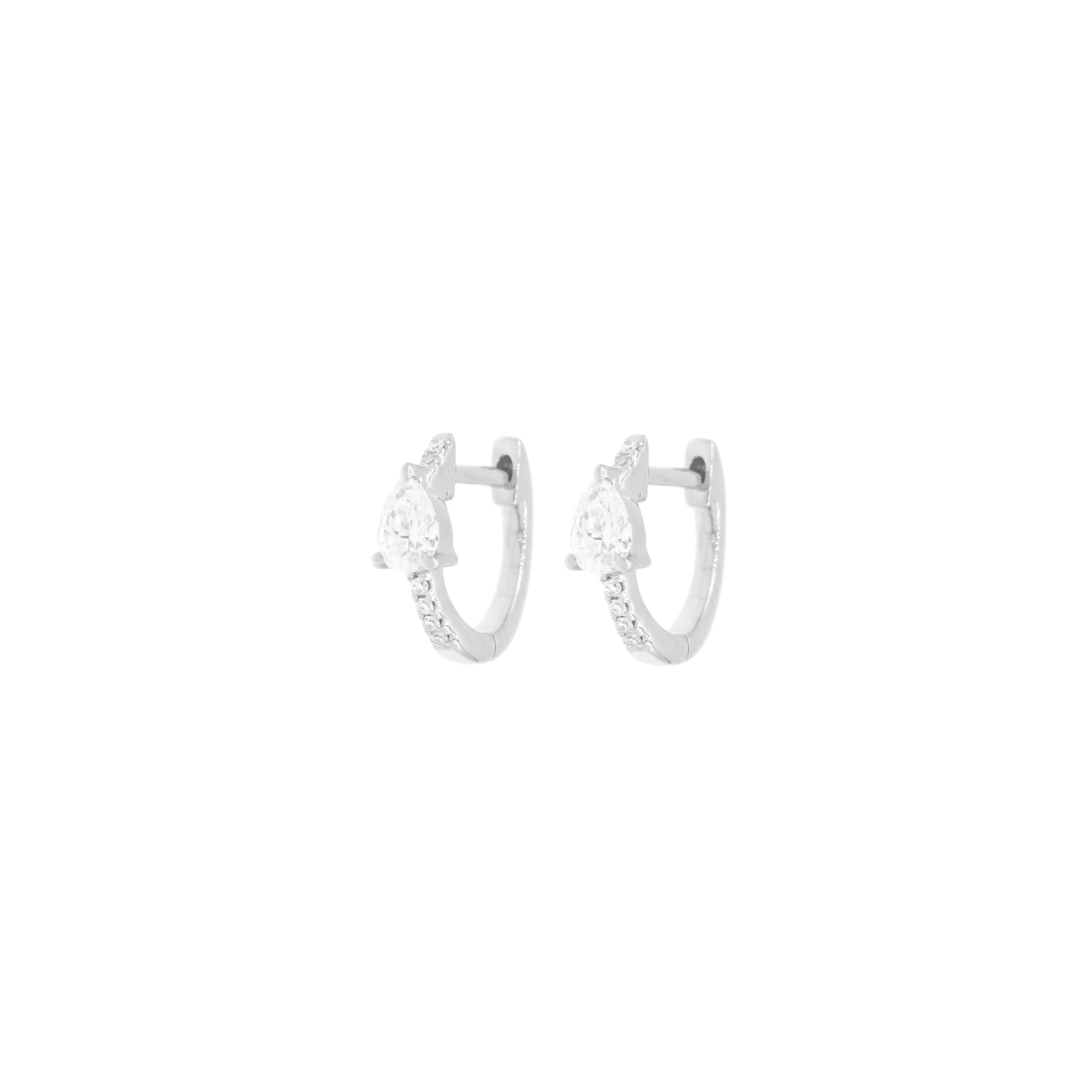 14 Karat Gold, 10mm Earrings Containing 2 Pear Shaped Diamonds Weighing 0.28 Carats & 12 Round Cut Diamonds Weighing 0.30 Carats. thumbnail 3