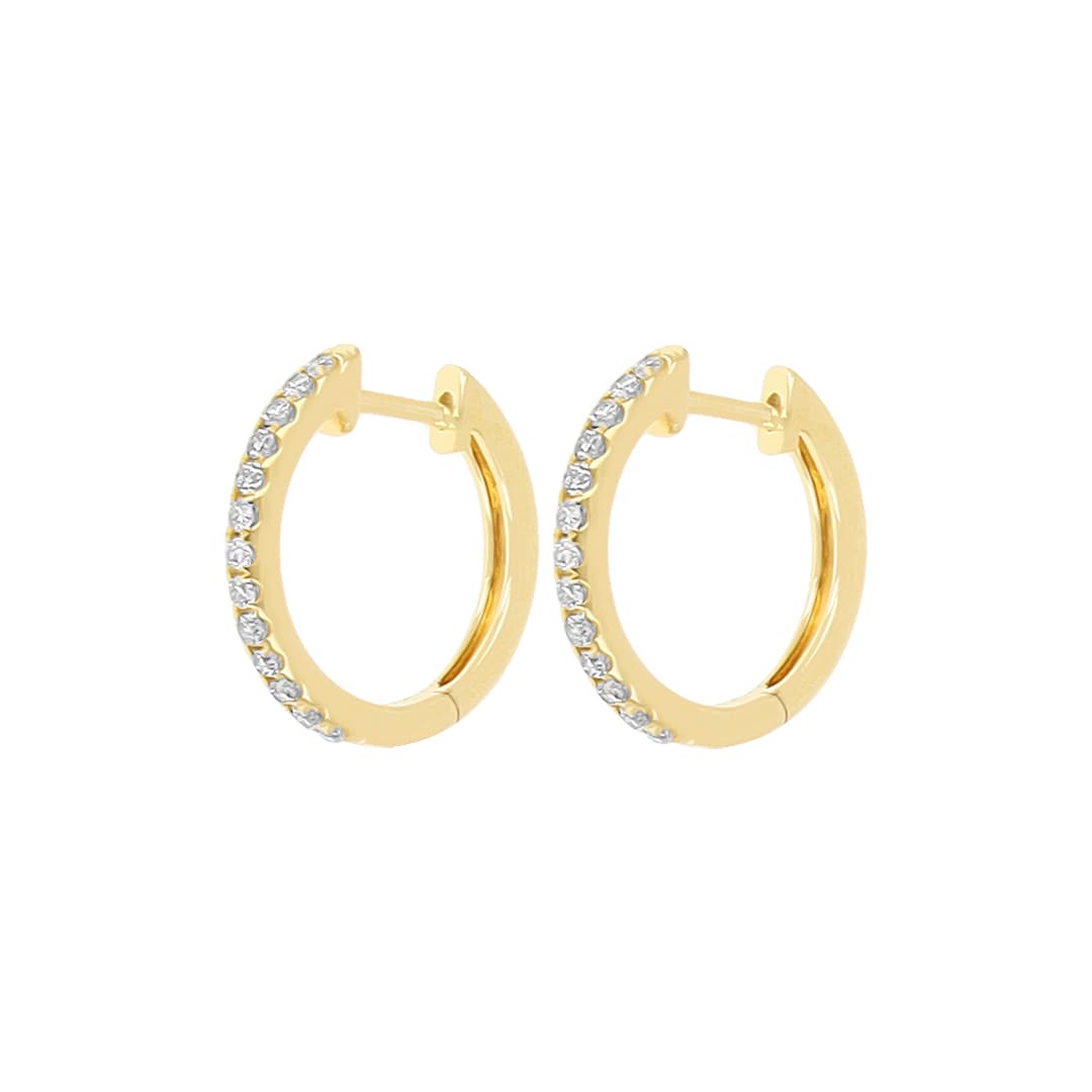 14 Karat Gold & Diamond 15mm Huggie Earrings