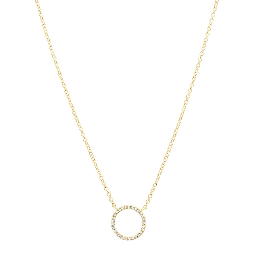 14 Karat Gold & Diamond 18″ Open Circle Necklace – 11mm