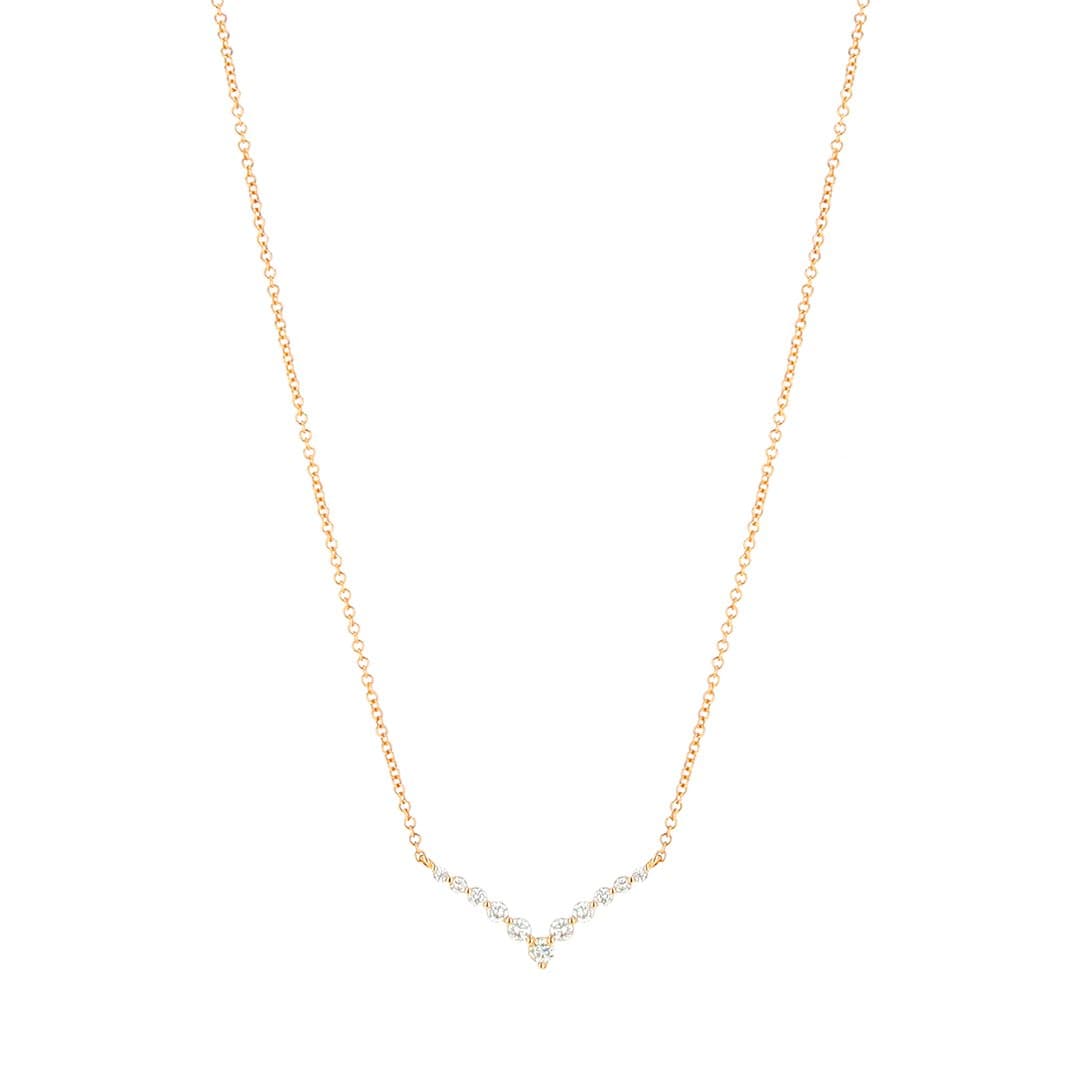14 Karat Gold & 11 Diamond Chevron Necklace 18″