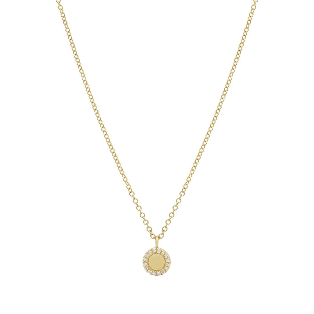 14 Karat Gold, 18″ Circle Necklace Containing Round Cut Diamonds Weighing 0.05 Carats.