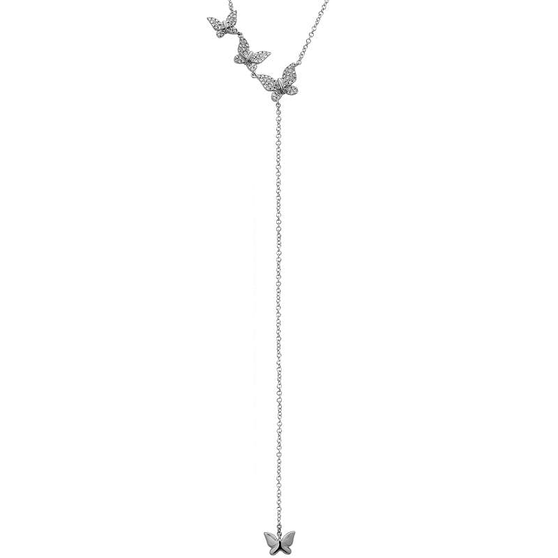14 Karat & Diamond 18″ Butterfly Lariat Necklace