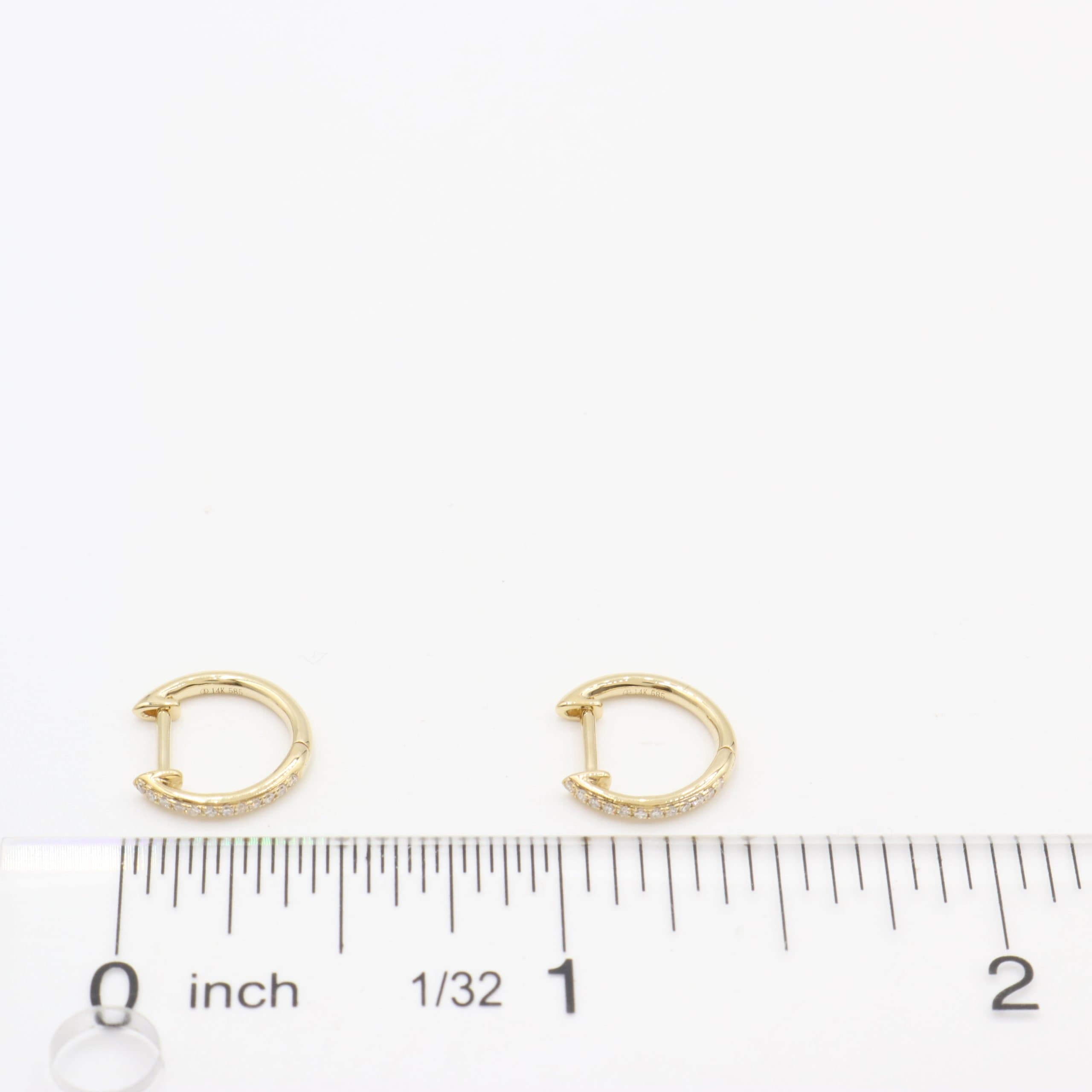 14 Karat Gold & Diamond 11mm Huggie Earrings thumbnail 4