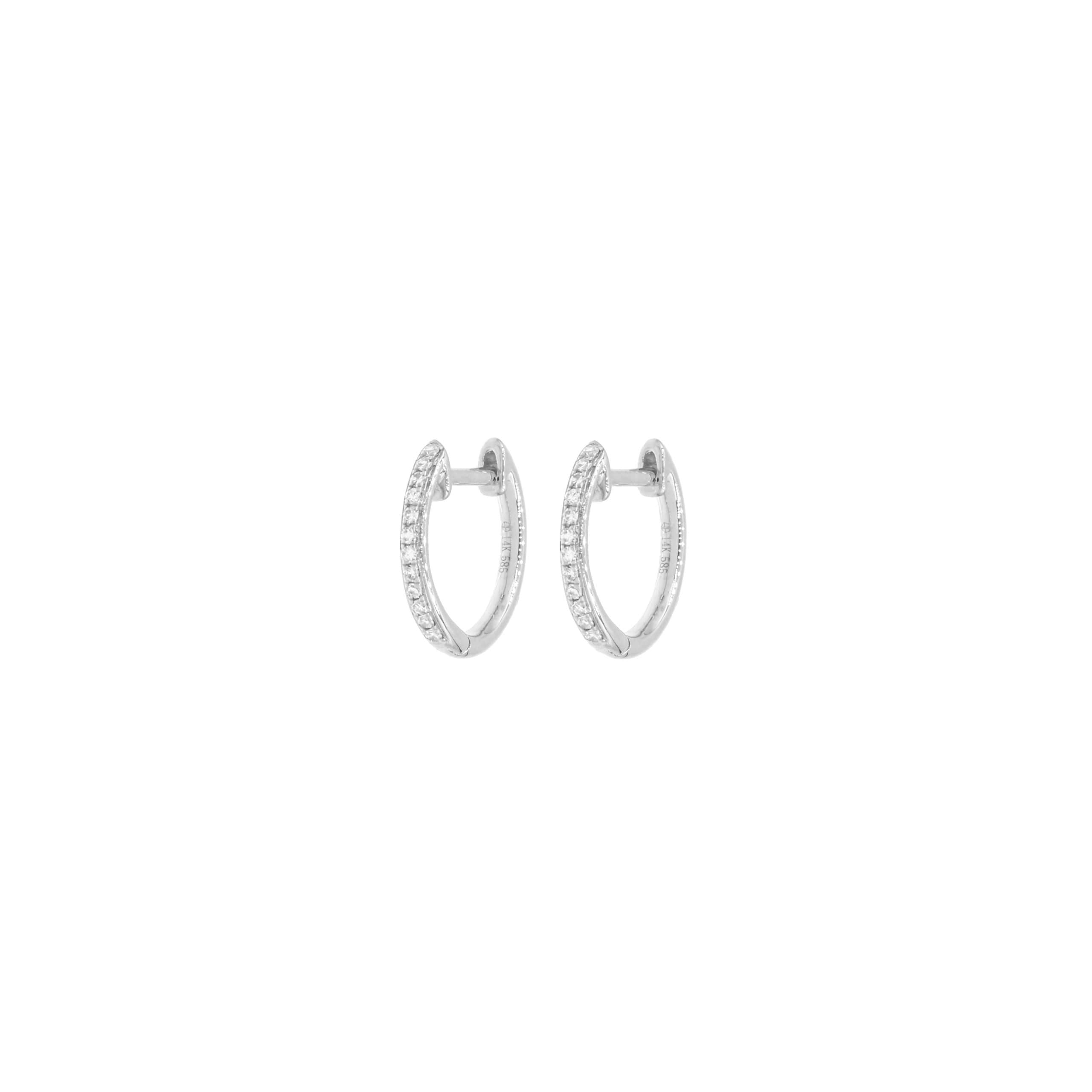14 Karat Gold & Diamond 11mm Huggie Earrings thumbnail 2
