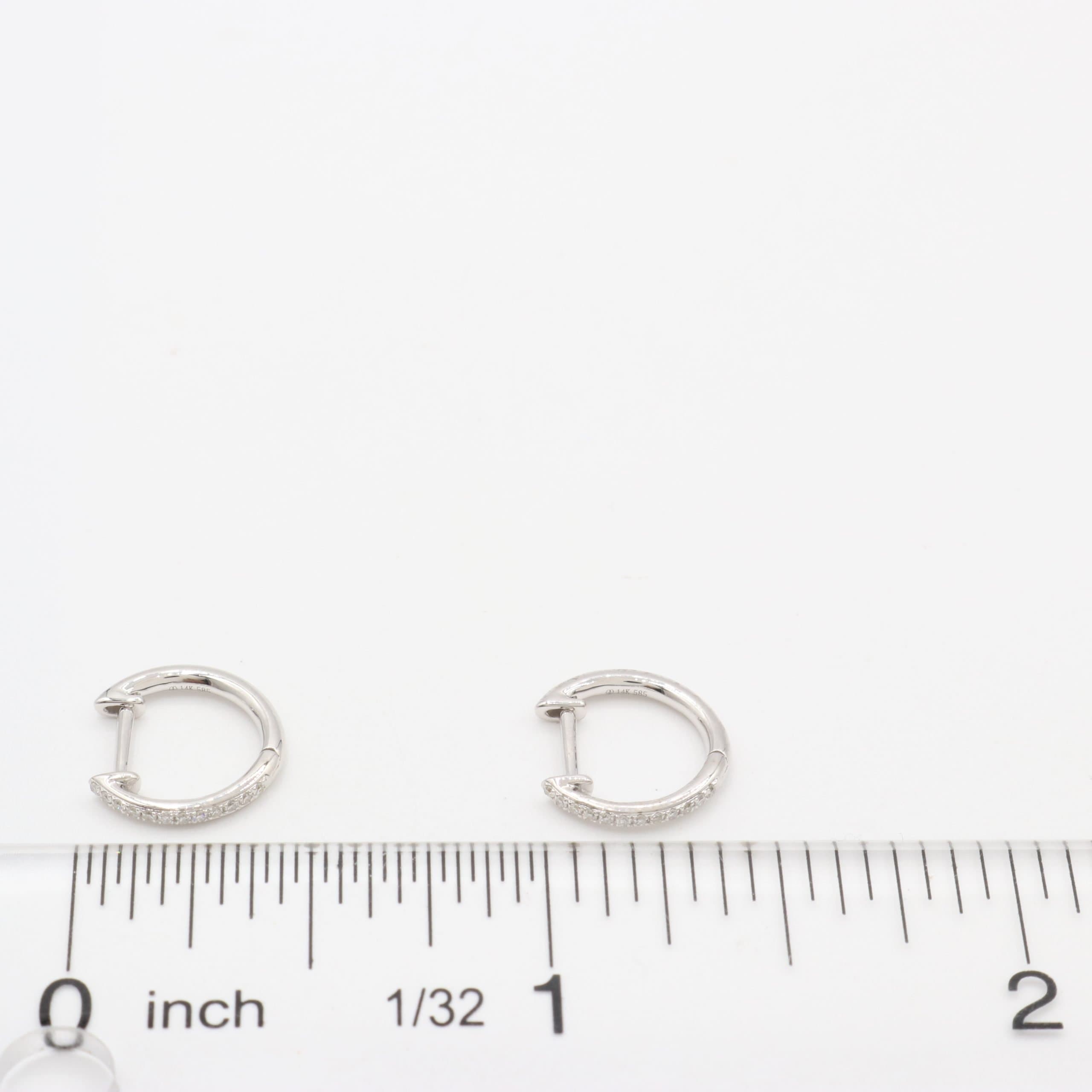 14 Karat Gold & Diamond 11mm Huggie Earrings thumbnail 3