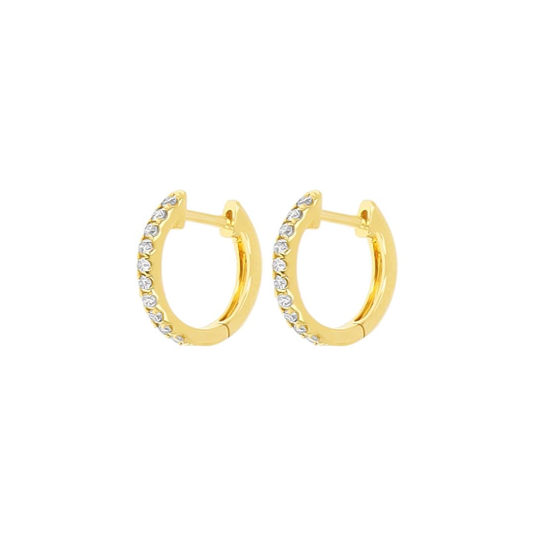 14 Karat Gold & Diamond 12mm Huggie Earrings