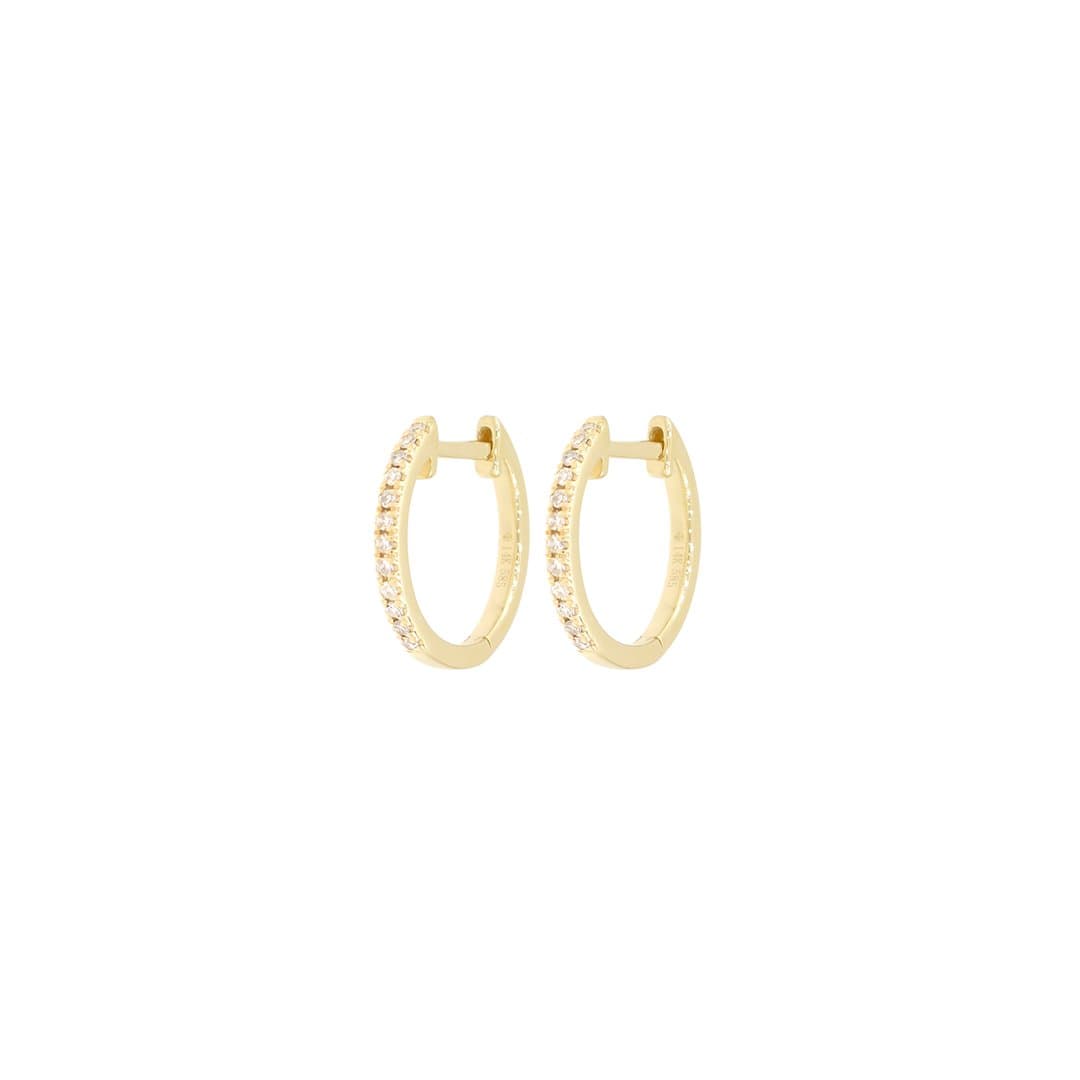 14 Karat Gold & Diamond 13mm Huggie Earrings