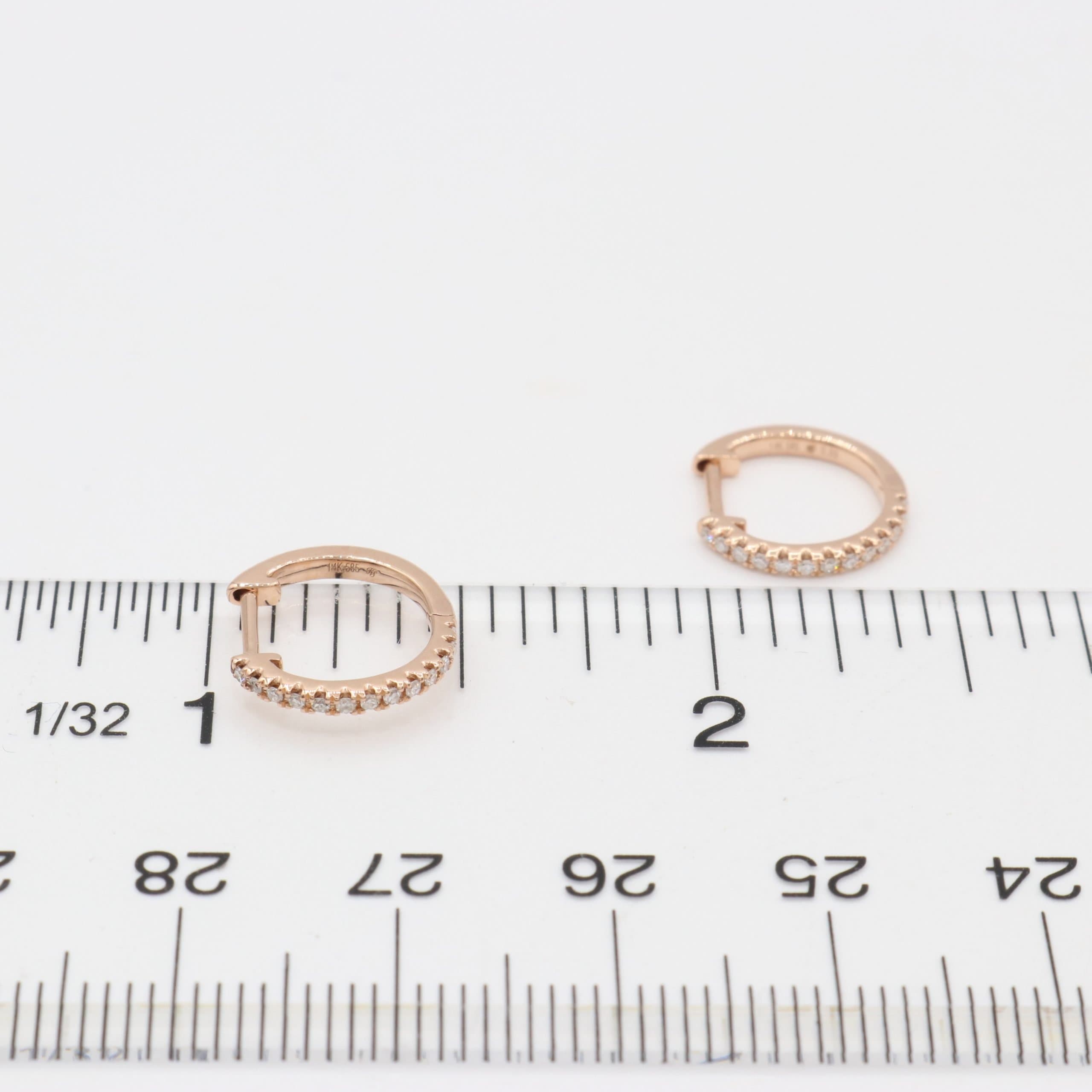 14 Karat Gold & Diamond 1/2″ Huggie Earrings thumbnail 3