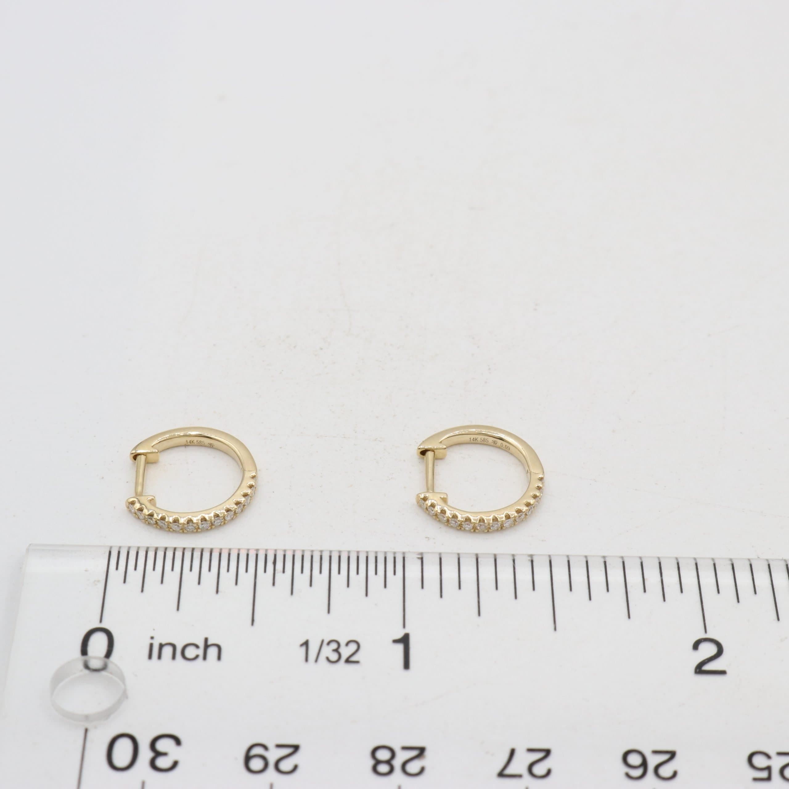 14 Karat Gold & Diamond 1/2″ Huggie Earrings thumbnail 4