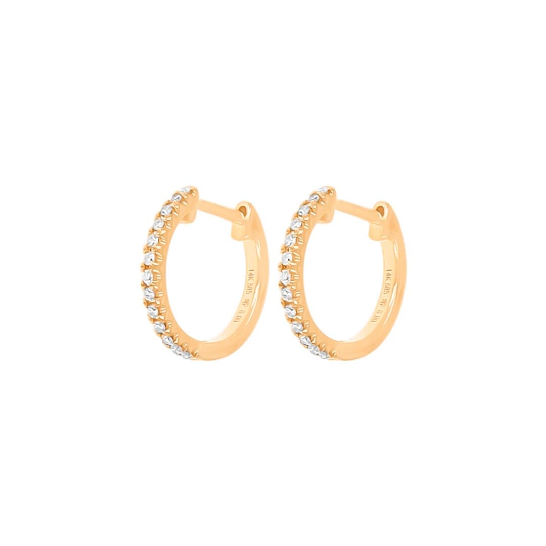 14 Karat Gold & Diamond 1/2″ Huggie Earrings thumbnail 2