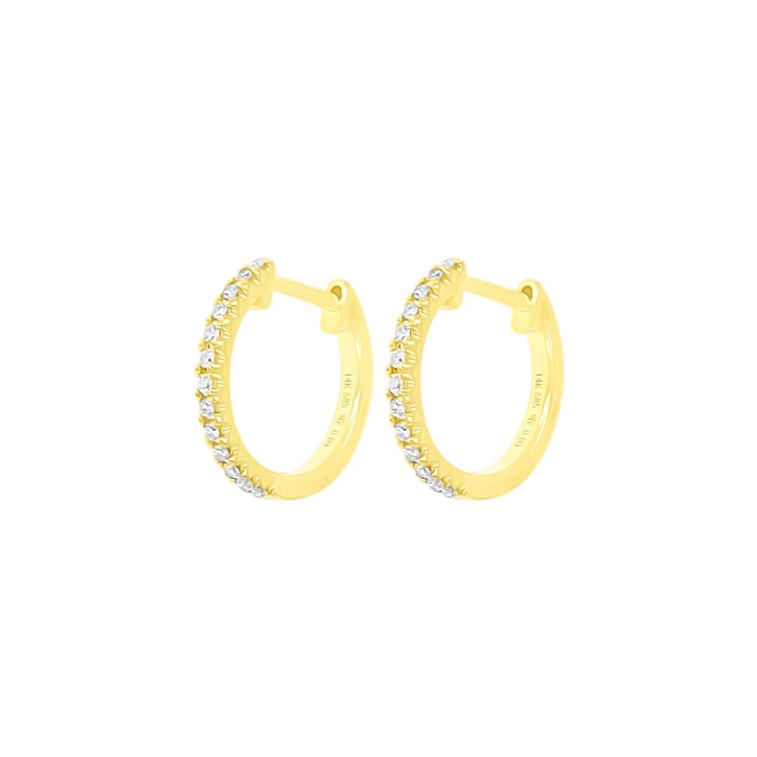 14 Karat Gold & Diamond 1/2″ Huggie Earrings