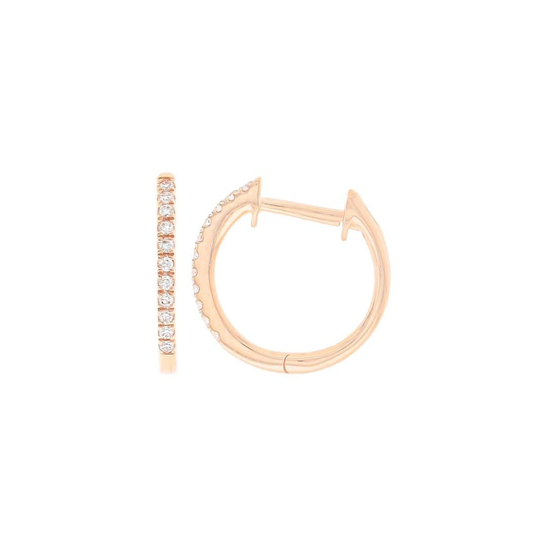 14 Karat Gold 12mm Hoop Earrings Containing 22 Round Cut Diamonds Weighing 0.07 Carats thumbnail 4