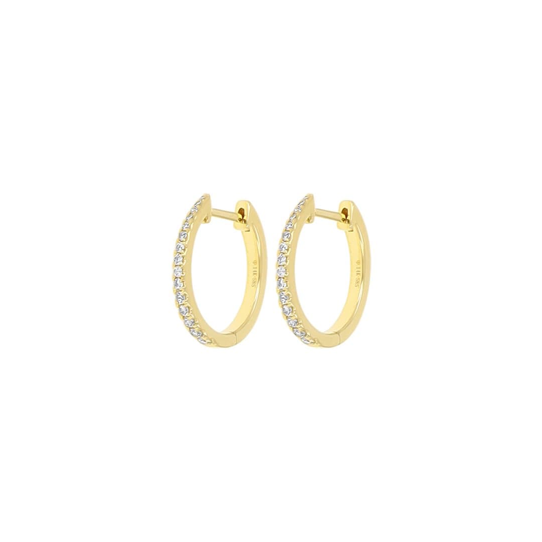 14 Karat Gold & Diamond 16mm Huggie Earrings