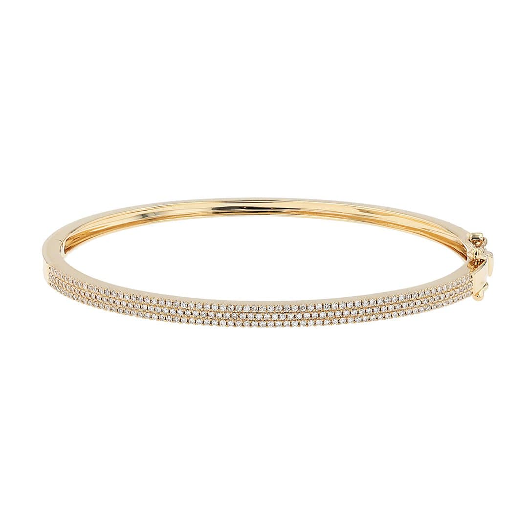 14 Karat Gold 3 Row Diamond Bangle thumbnail 2