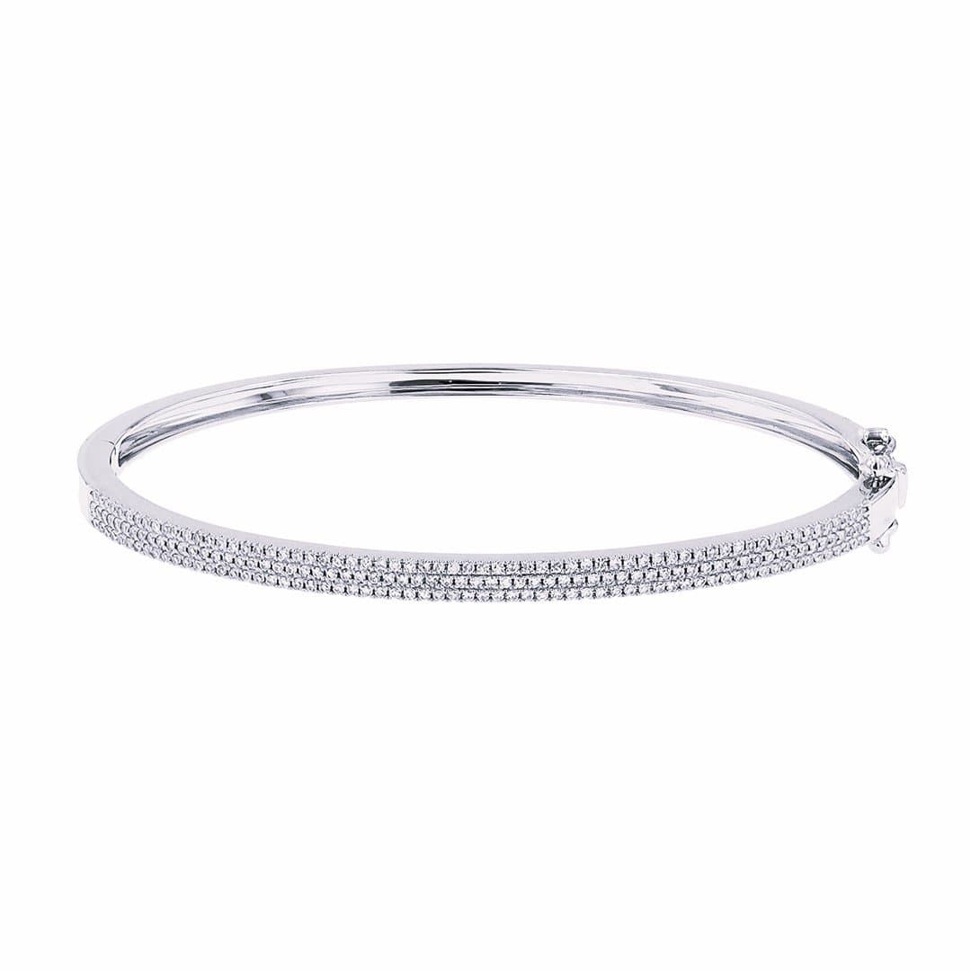 14 Karat Gold 3 Row Diamond Bangle thumbnail 3