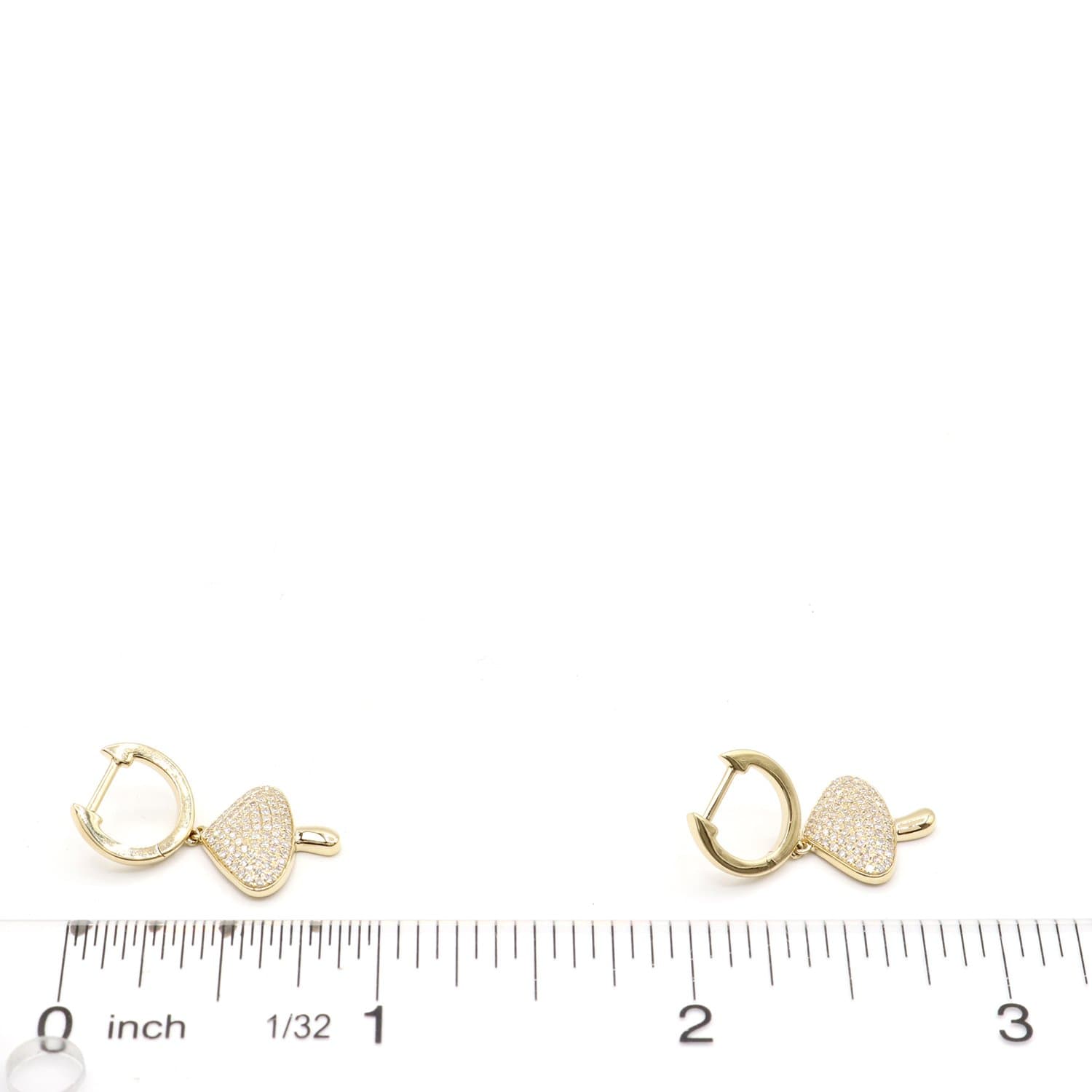 14 Karat Gold & Diamond Pave Mushroom Dangle Huggie Earrings thumbnail 4