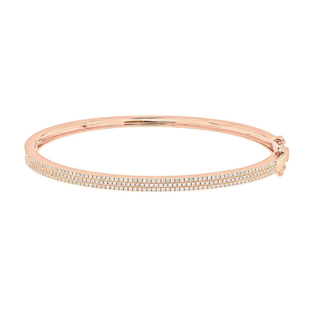 14 Karat Gold 3 Row Diamond Bangle thumbnail 4