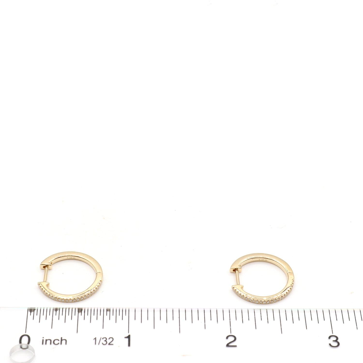 14 Karat Gold & Diamond 17mm Huggie Earrings thumbnail 2