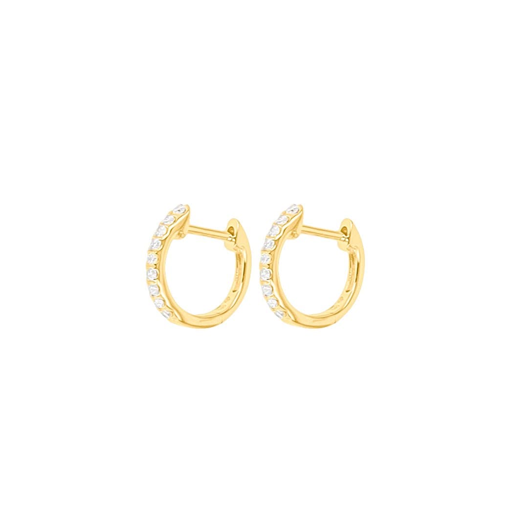 14 Karat Gold & Diamond 12mm Huggie Earrings