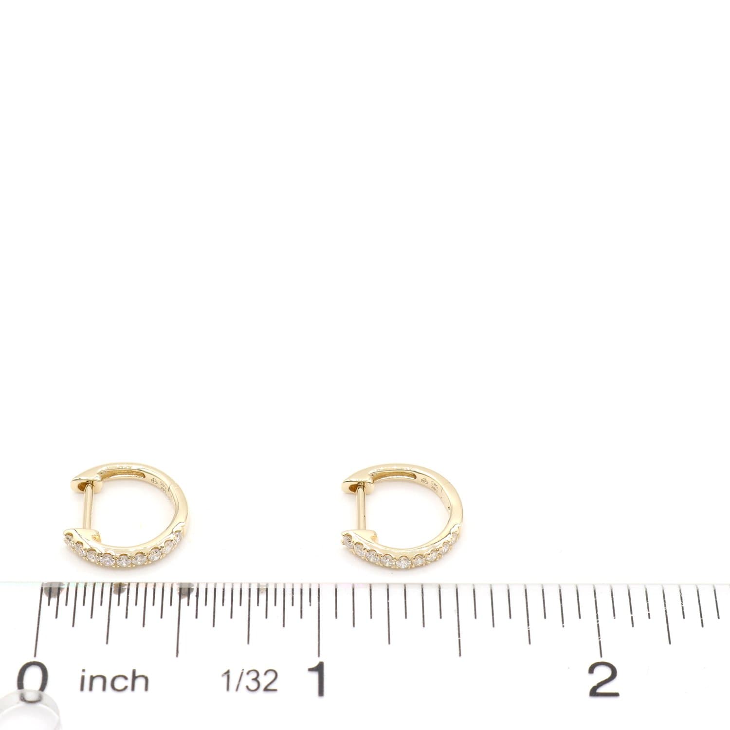 14 Karat Gold & Diamond 12mm Huggie Earrings thumbnail 2