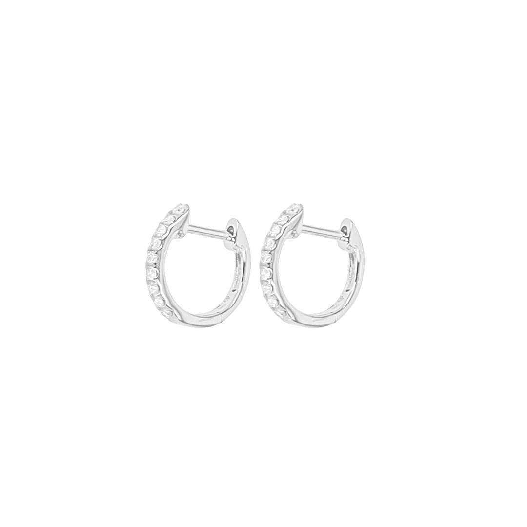 14 Karat Gold & Diamond 12mm Huggie Earrings thumbnail 4